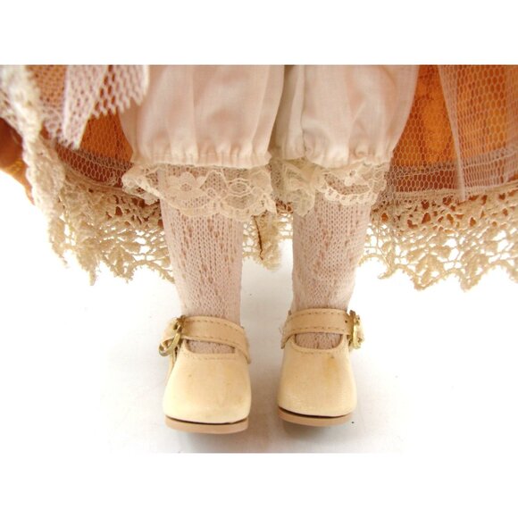 Collectors Choice 16" Porcelain Doll Victorian Style Pigtail Red Curls Dress Hat - Picture 6 of 11